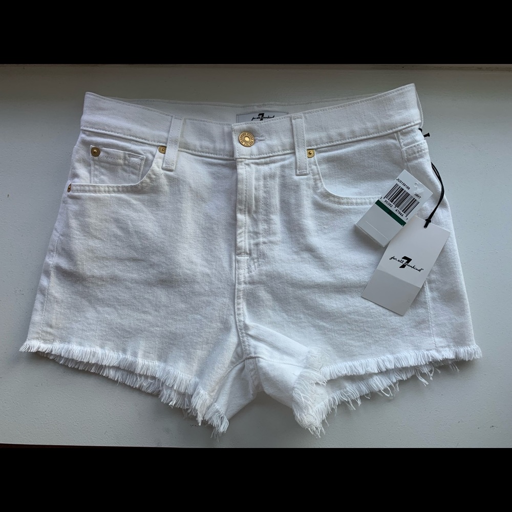 NWT Seven 7 for All Mankind Denim Cutoff Shorts in Clean White in Size 24